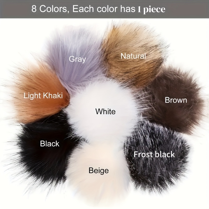 Image of 8-pack Fluffy Fur Pom Poms, 3.94inch Soft Plush Ball For Clothing, Shoes, And Hat Additions, Knitted Crafting Supplies