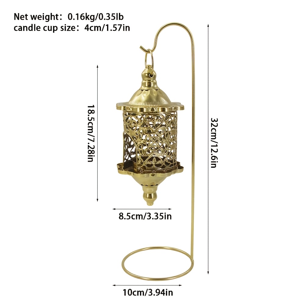 TEMU 1pc Hook-style Moroccan-style Wrought Iron Candle Holder With Light And Shadow Projection, Suitable For Living Room, Bedroom, Bathroom, Ambient