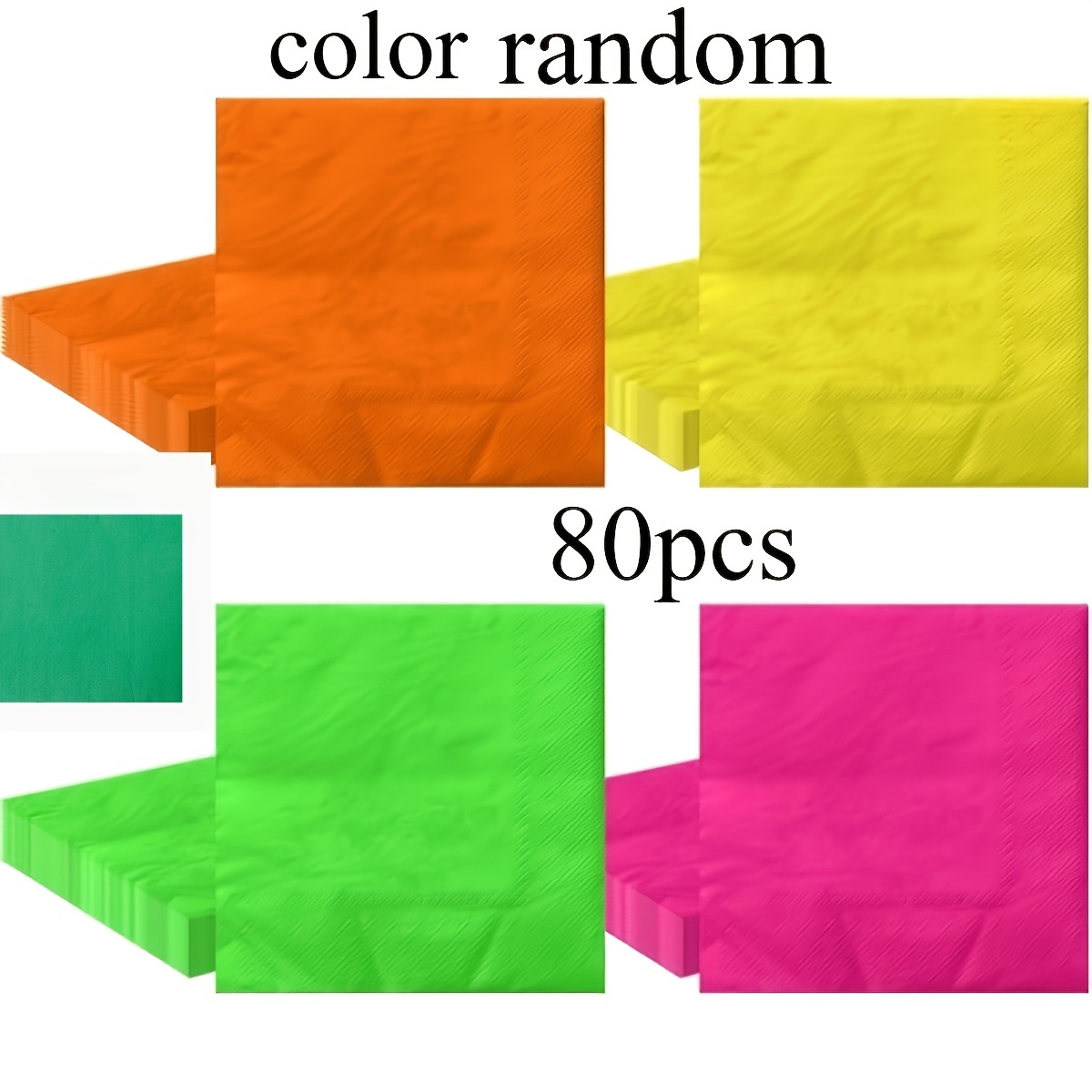 Image of 80pcs Napkins Color Random - Disposable 4-color Napkins Glow Party Supplies For Birthday 80s 90s Party Decorations Wedding Halloween For Halloween、christmas