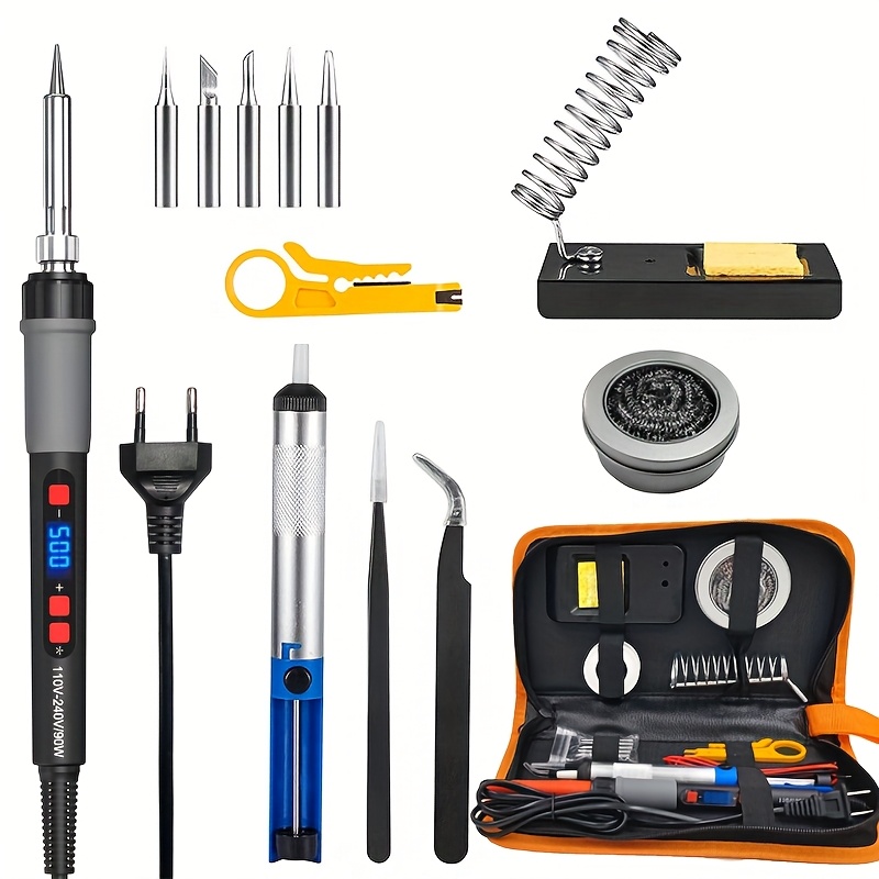 

Kit d'Outils de à Fer à Souder Électrique ILIBILIB 90W 220V avec Pompe de Désoudeur et Fil à Souder UE