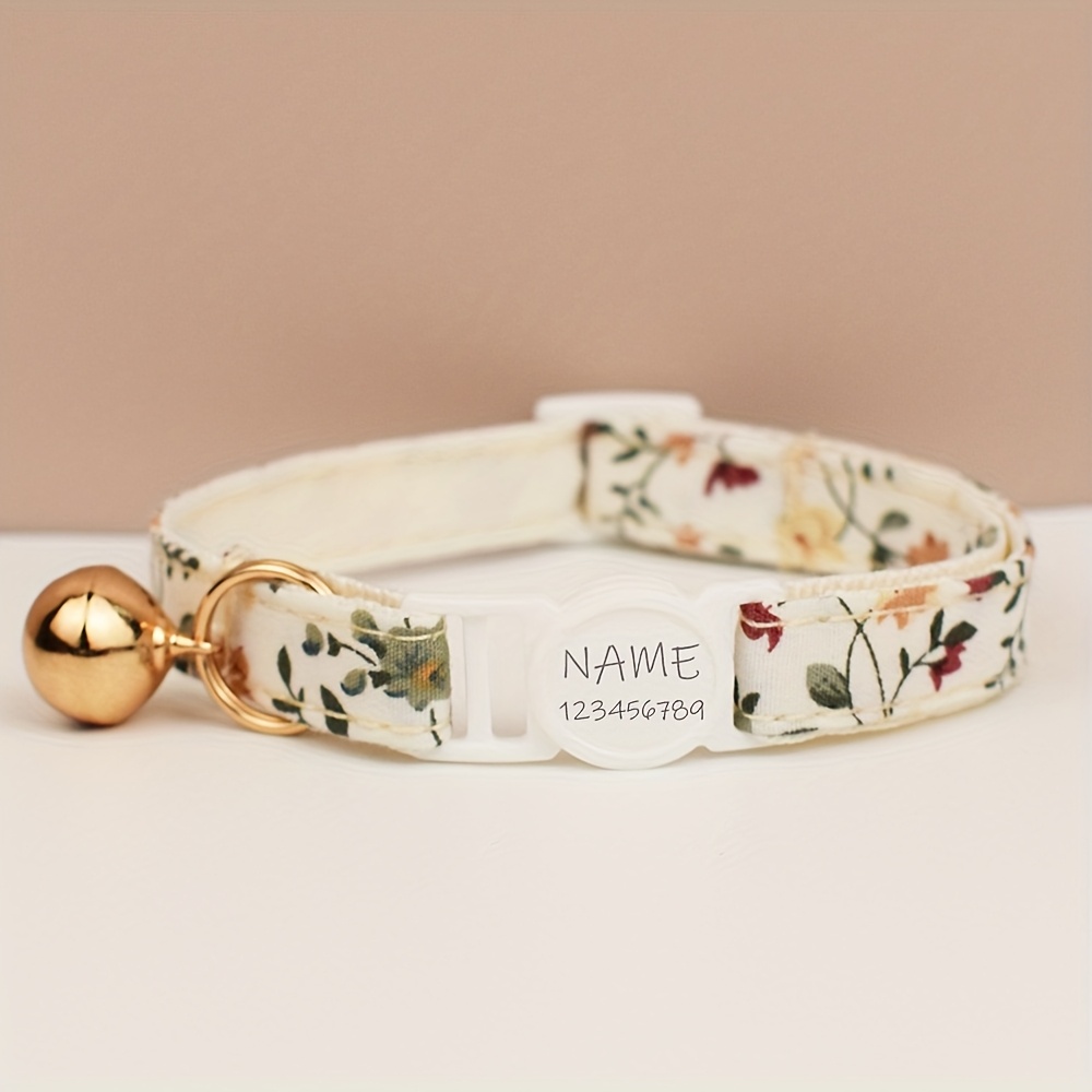 TEMU Collar para gato personalizado con estampado colorido y una campana, accesorio duradero y resistente al para mascotas. Correa de seguridad