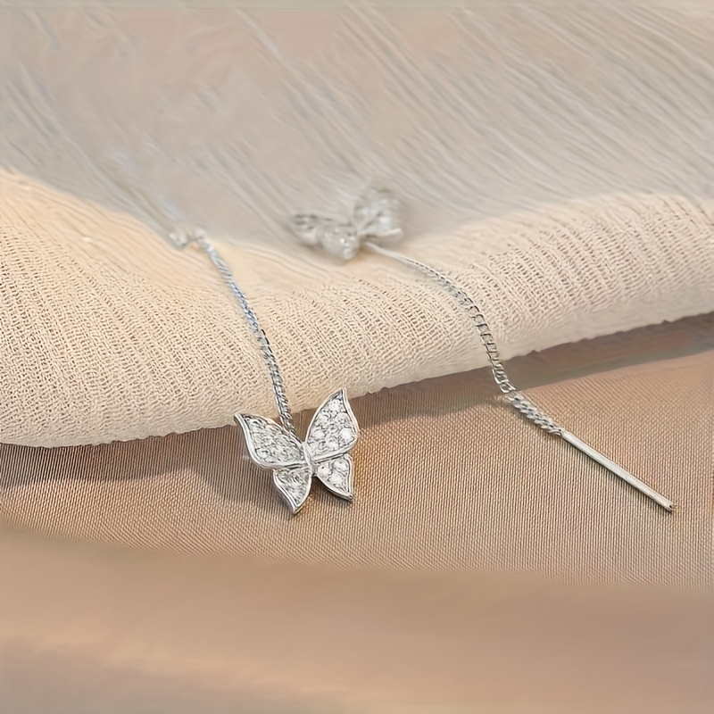 Women's Exquisite Butterfly Long Tassel Stud Earrings