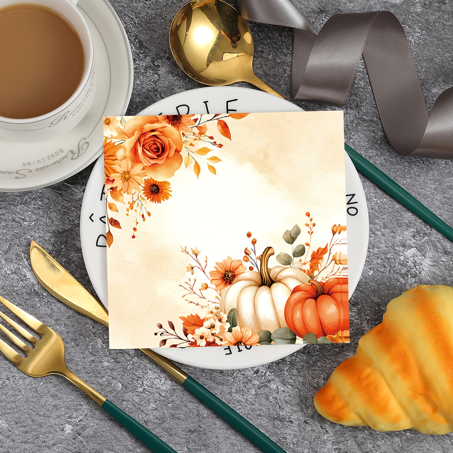 TEMU Tovaglioli di carta usa e getta a tema zucca autunnale per il Ringraziamento | Tovaglioli da cocktail spessi e assorbenti a 2 | Stampa vintage