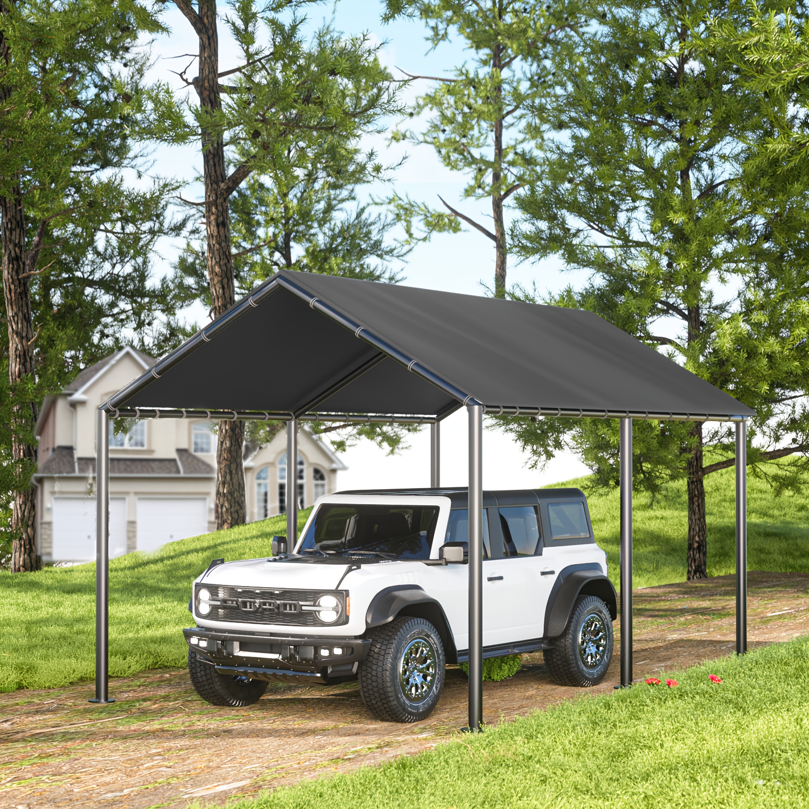 

10×20 Carports, Portable Garage Carport With Heavy Duty Frame & Waterproof Carport Canopy