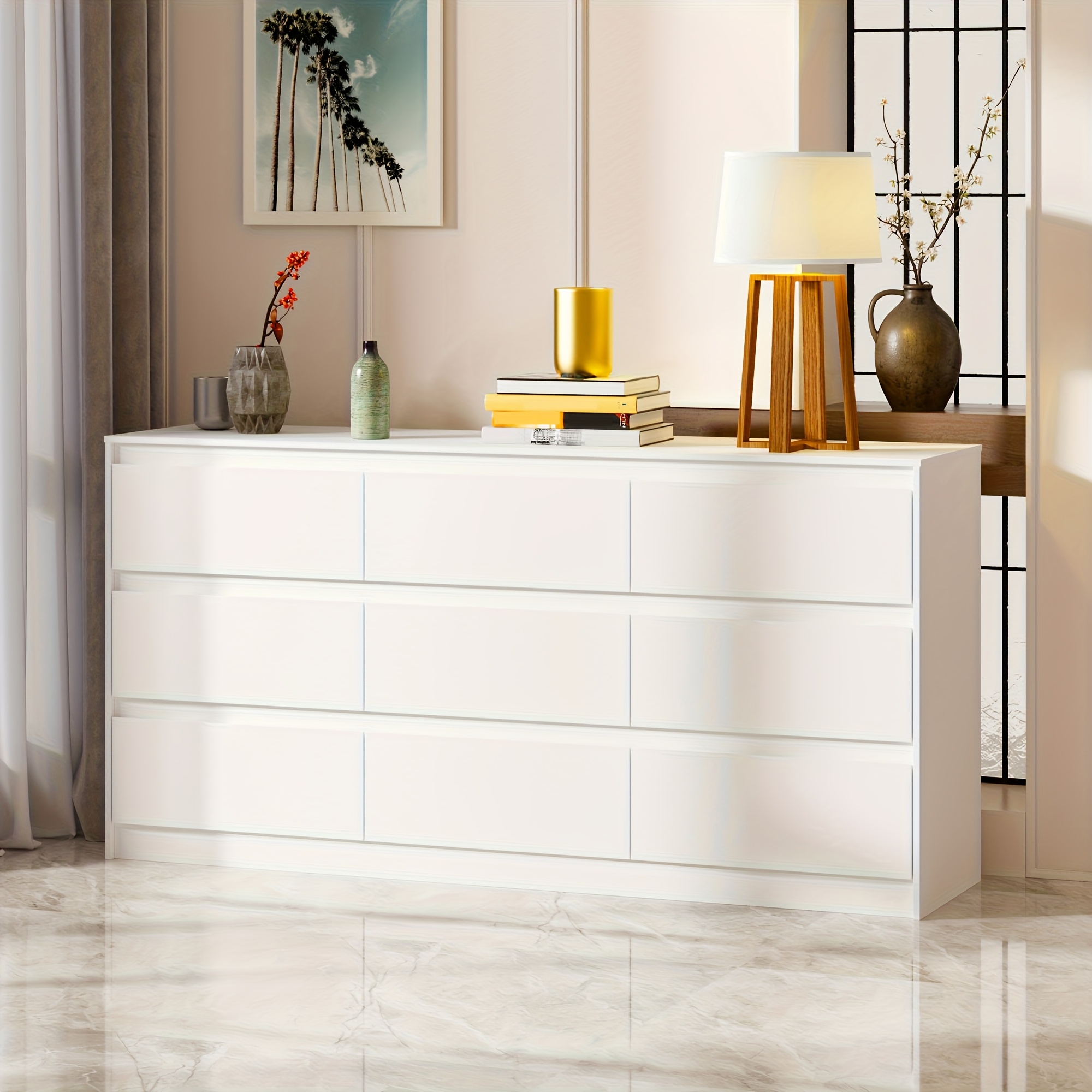 TEMU Commode avec tiroirs, au design poignée, idéale pour le rangement de . Ce coffre de rangement convient aux salons, aux couloirs et aux entrées,