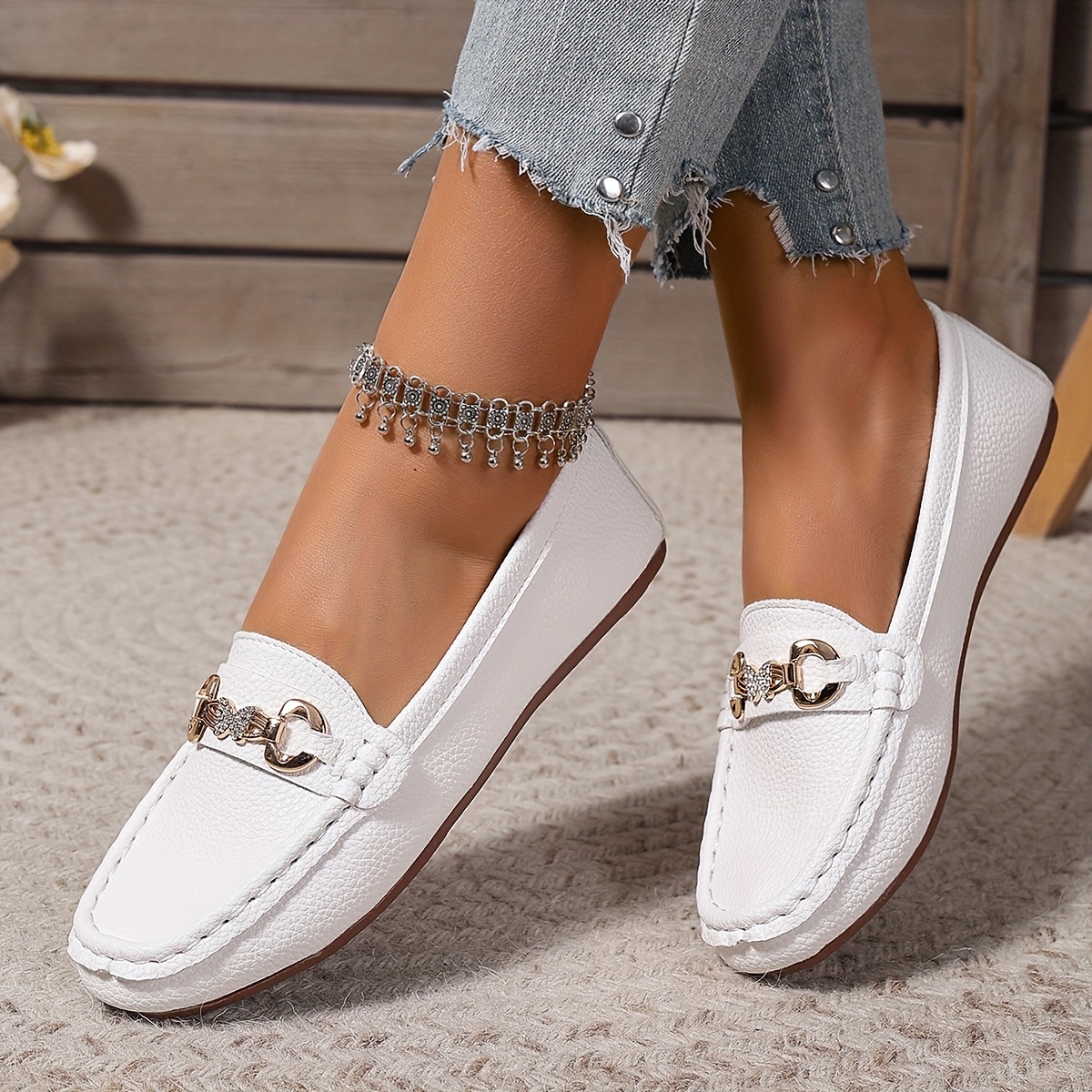 Image of Comfortable Casual Versatile Women's Flat Round-toe Small Single Shoes Casual Loafers, Women Shoes Elegant Women Shoes Shoes