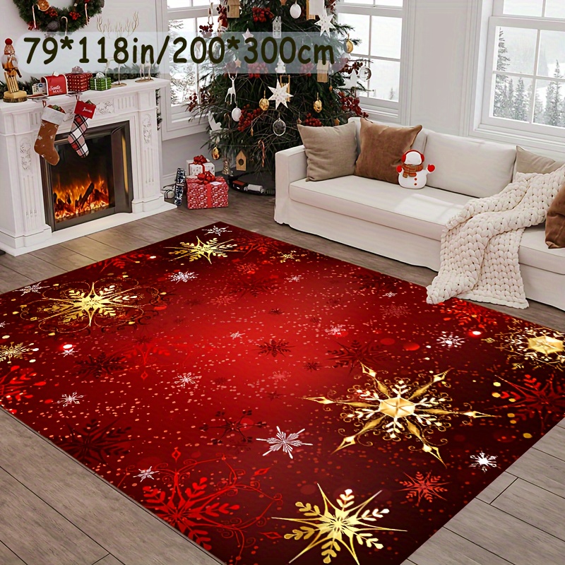 

Luxurious Area Rug With Non-slip Backing - Red, Golden & Black Design | Soft, Machine Washable Carpet For Living Room, Bedroom, Office | Christmas & New Year Decor, Best For Christmas, Thanksgiving