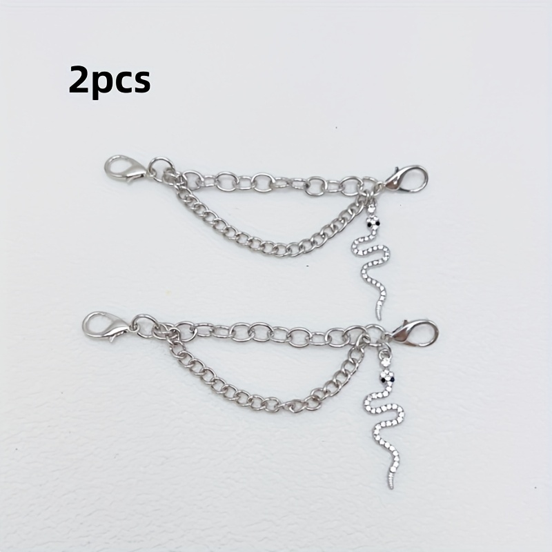 E-shop 2 Stück Strassschlange-Anhänger Doppellagige Schuhkette, Y2K Schuhanhänger, Abnehmbare Schnürsenkel