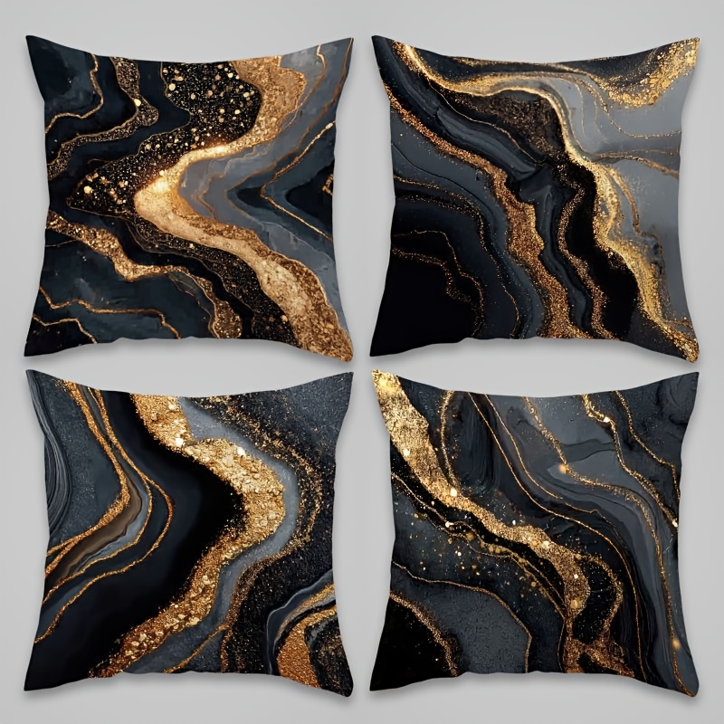 TEMU 4pcs Modern Marble Texture Pillow Covers, Injecting A Fashionable Atmosphere Space, Sofa Cushion Covers, Living Room Decorative Pillows,