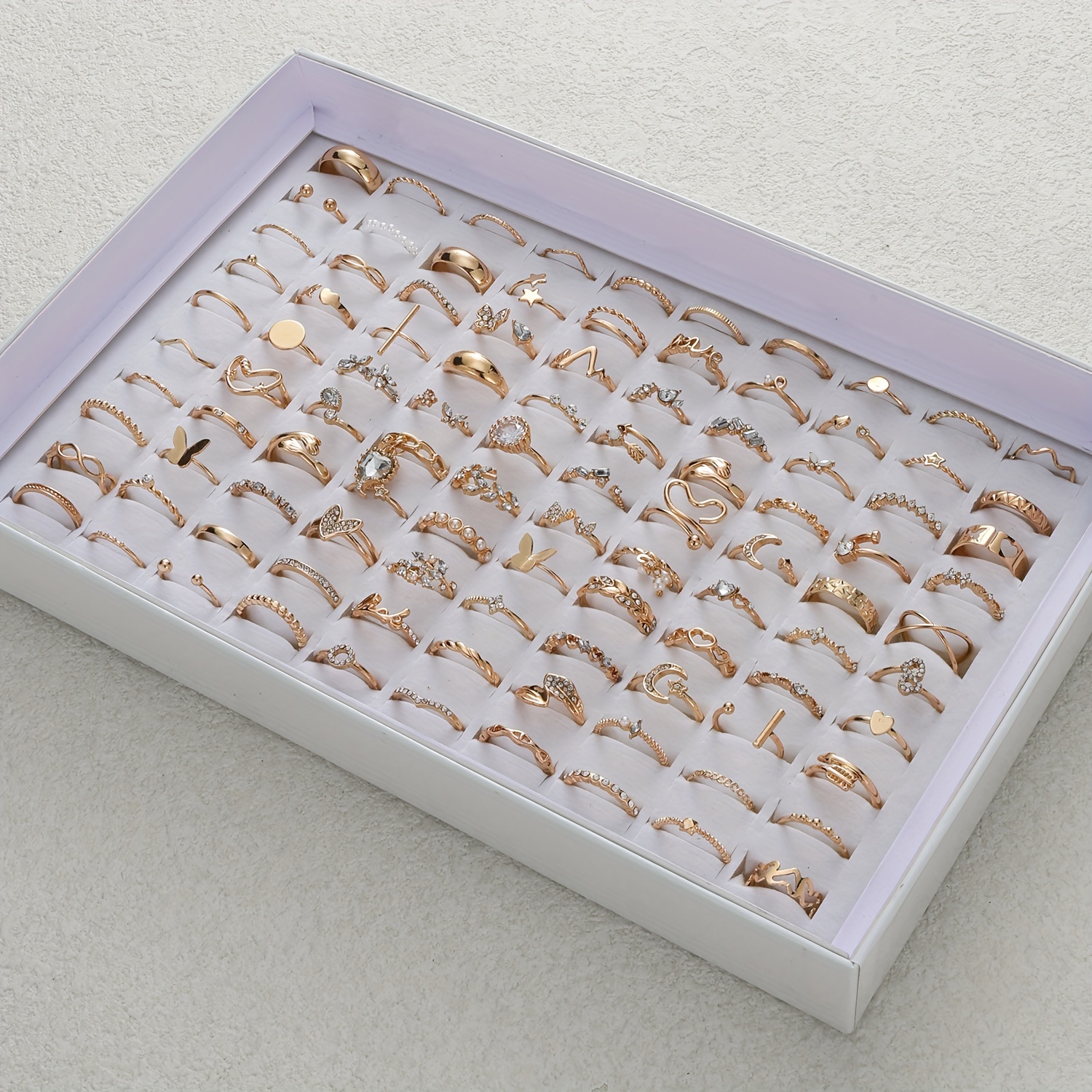 

Elegant 40pcs Golden-tone Ring Set For Women - & Fashionable, Casual Attire Or Gifting, Included