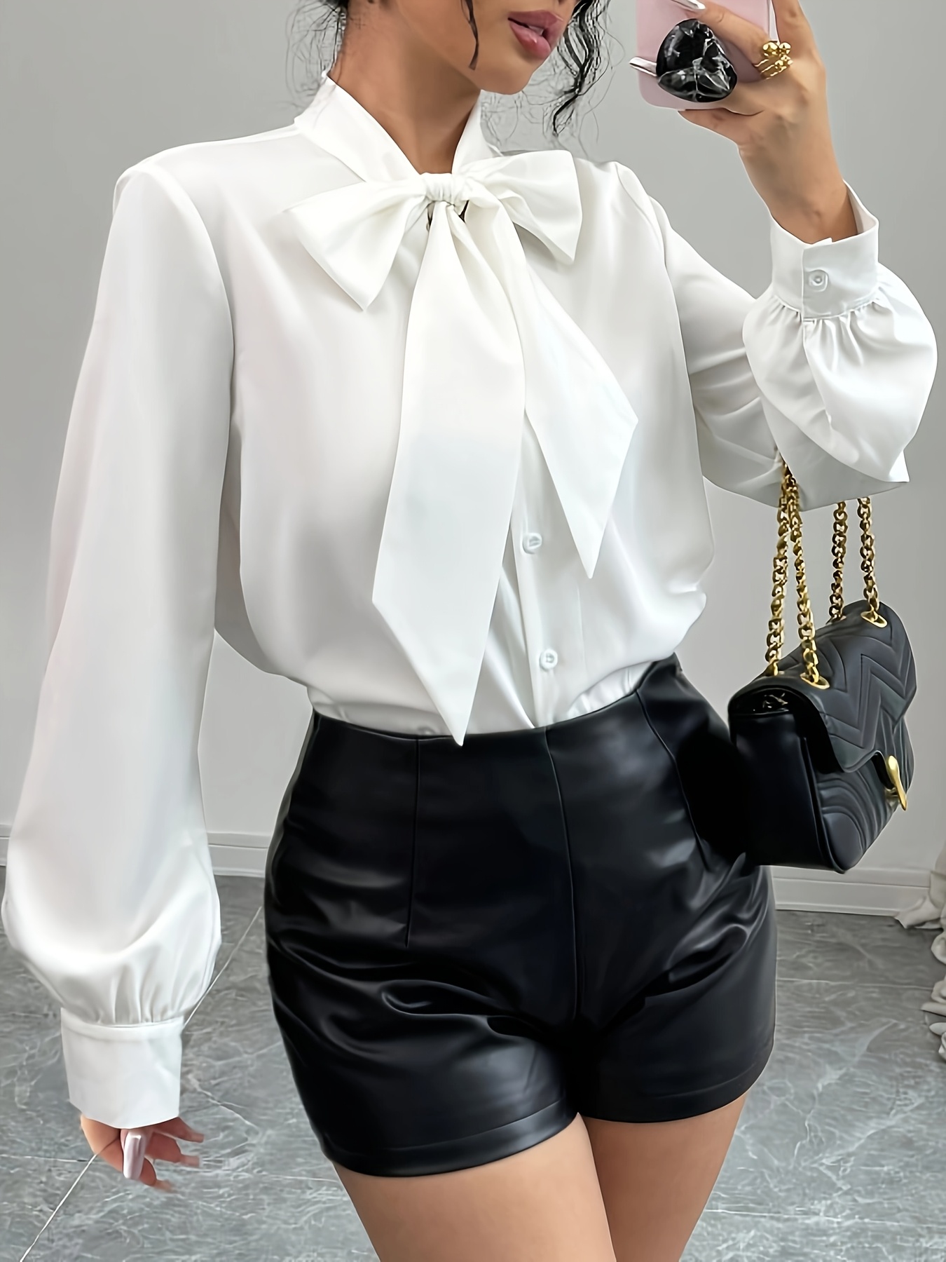 white blouse with bow tie sold on Temu United States white blouse with bow tie sold on Temu United States