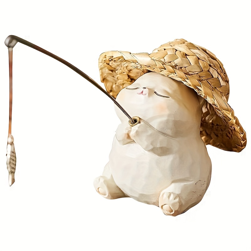 1pc Cute Fishing Garden Decoration, Courtyard Outdoor Ornaments, Garden Micro-landscape Sculptures, Terrace And Balcony Office Stress- Decoration Items