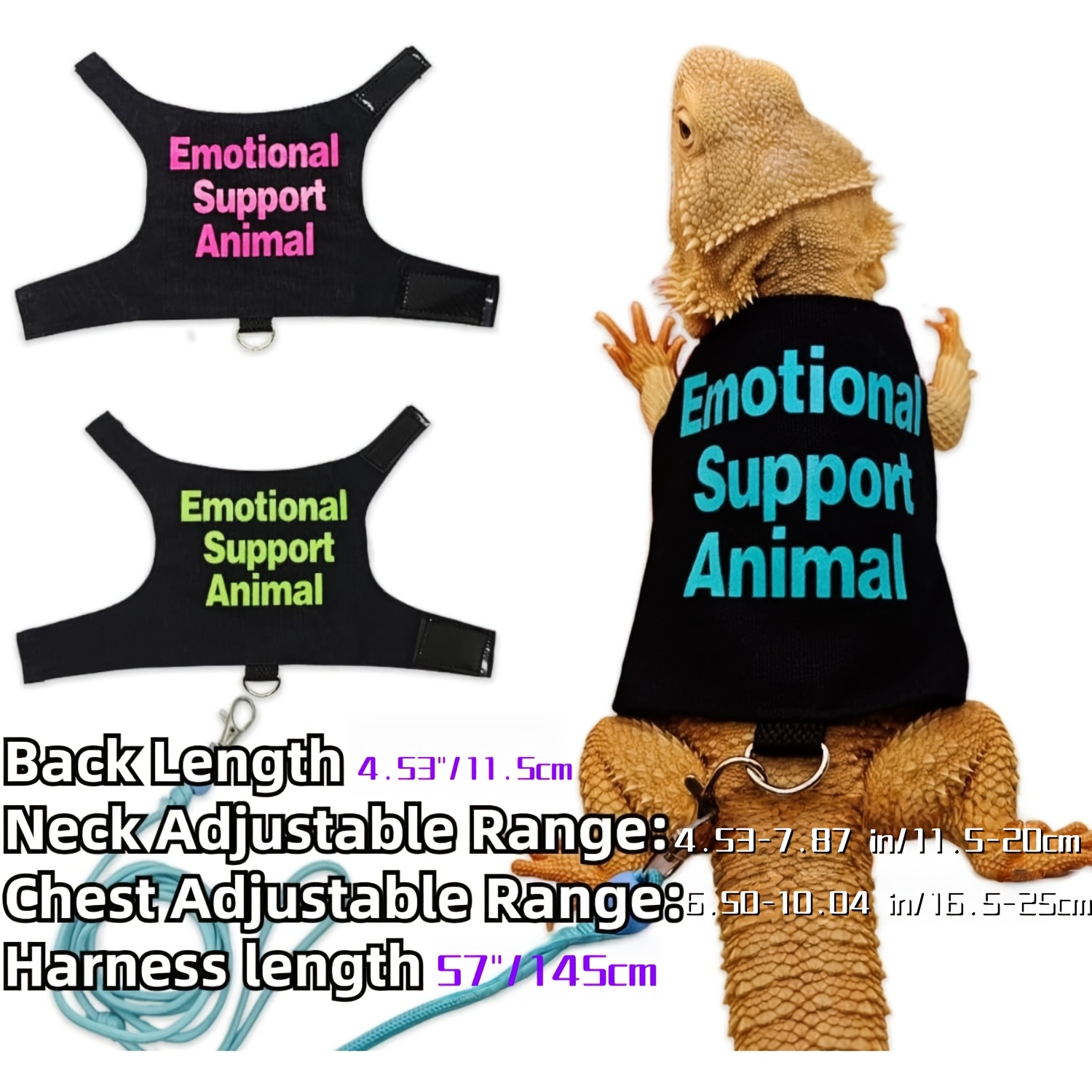 Bearded Dragon Lizards Clothes with Leash Set for Small Pets Reptiles Guinea Pig Apparel Lizards Outdoor Walking Training Harness Leash Hand-Made Costume Photo Prop - Image 4