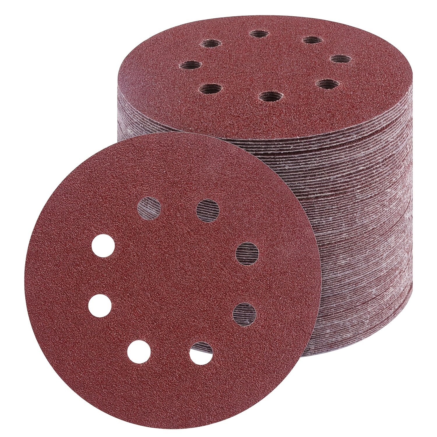 TEMU 50/80 feuilles de 5 pouces ( 12,7 cm) à 8 trous, adapté aux ponceuses orbitales aléatoires, comprenant du grain 60, 80, 100, 120, 180, adapté au