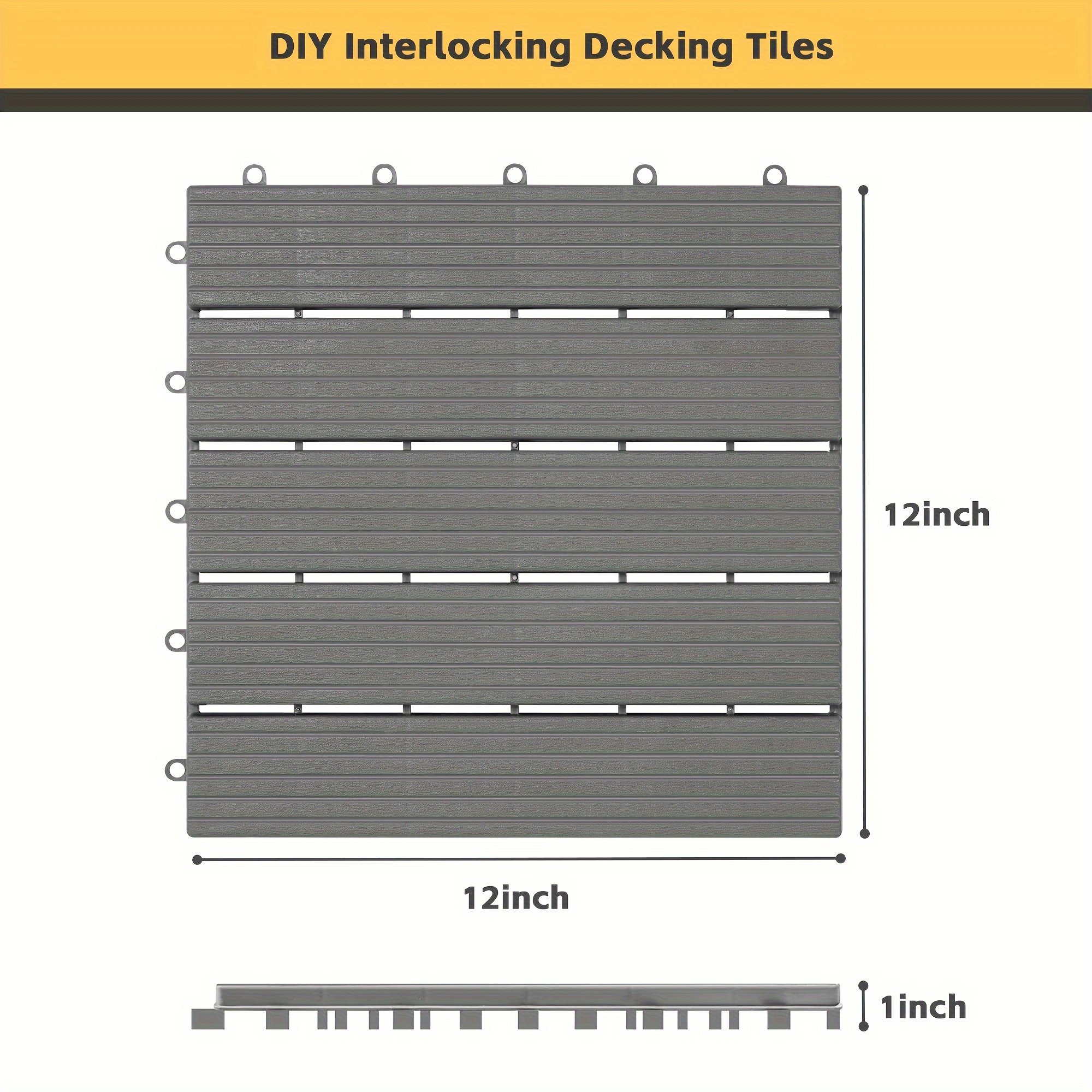 Interlocking Plastic Deck Tiles – 36-Pack (12”x3”) Easy Snap Fit, Waterproof For Patio, Balcony, Garden DIY