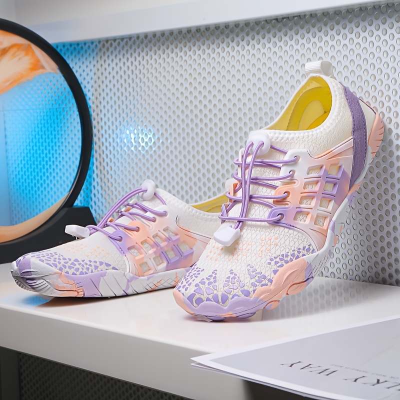 Women'S Fashionable Camouflage Water Shoes with Elastic Lace-Up Band,  Non-Slip Thin Sole Barefoot Shoes for Beach, Swimming, Surfing, Lake,  Outdoor