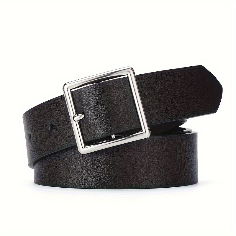 Image of Women's Belt Soft Belt Square Pin Jeans Black Belt Chic Luxury Brand Fancy Vintage Strap Female