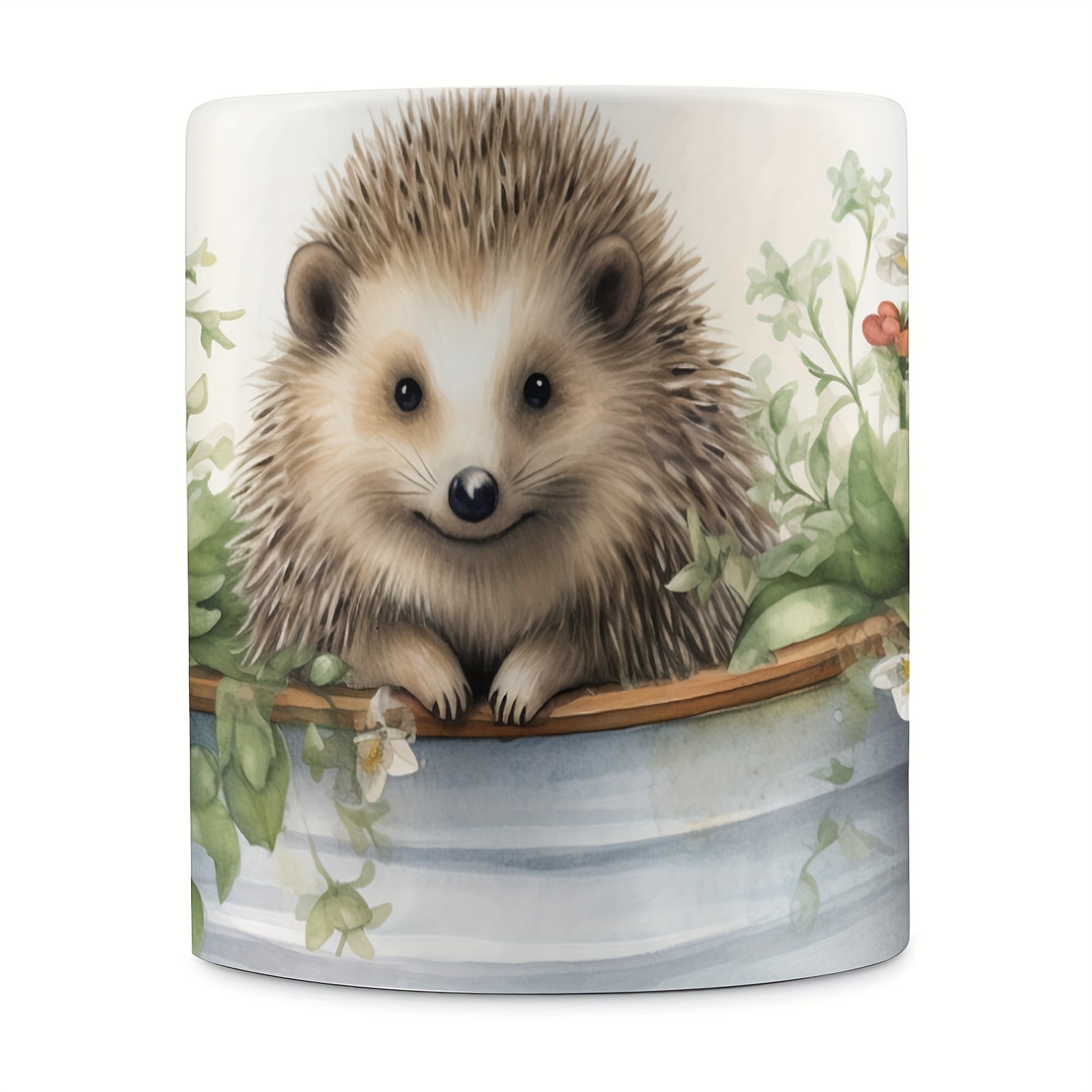 

1pc, 11oz/330ml Coffee Mug, Color Paintings Of Hedgehogs, Ideal Gift For Friends, Sisters, Colleagues, And Family - Perfect For Coffee Lovers - Ceramic Cup For Birthdays, Parties, And Holidays