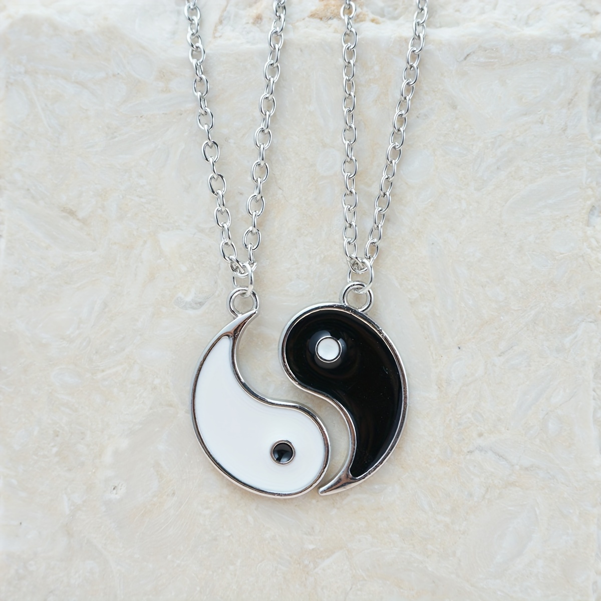 2pcs Best Friends Tai Chi Pendant Necklace Set, Adjustable