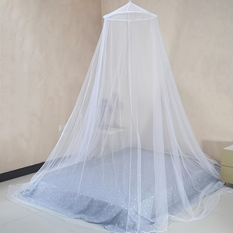 

1pc Large Dome Mosquito Net, Double Hanging Canopy, Camping Bed Net With Lace Details, Indoor And Outdoor Use