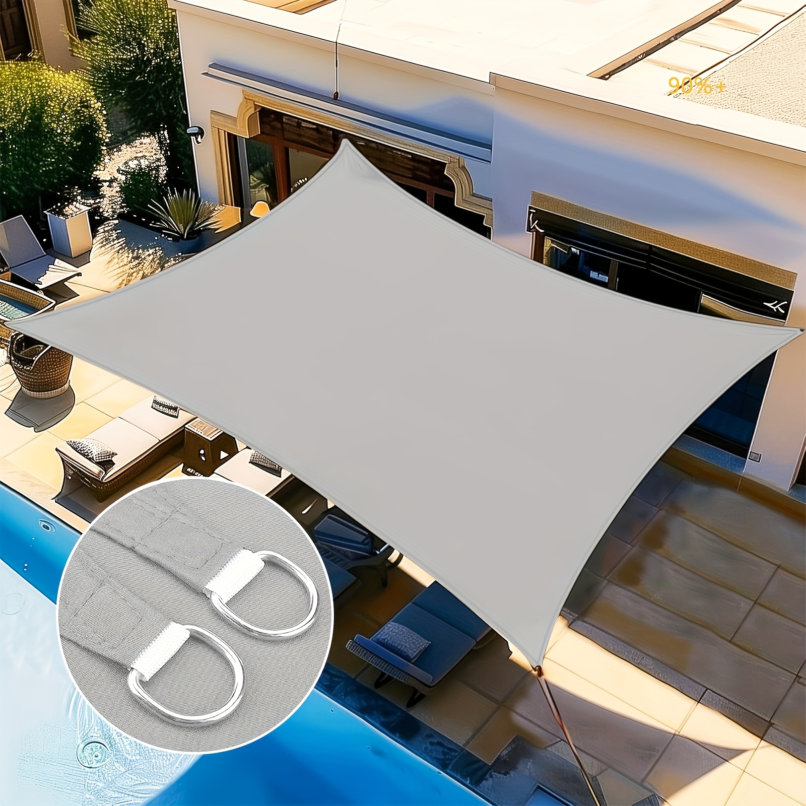 1pc Rectangular Sunshade Sail - 95% UV Blocking Outdoor Canopy with Multiple Sizes, Lightweight & Portable for Garden, Patio, Backyard, Carport - Durable Polyester Fabric, Easy Setup, Shade Sail for Patio, Patio Shade, Modern Patio Accessory, Easy Setup Canopy