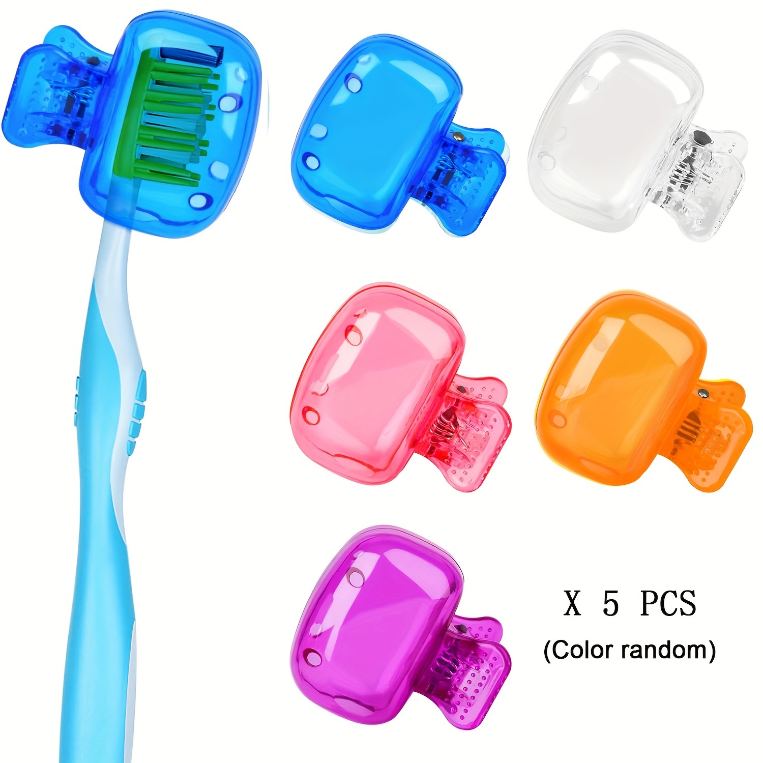 

5-pack Portable Toothbrush Head Covers - Unscented Clip-on Toothbrush Protectors For Bathroom & Travel Use