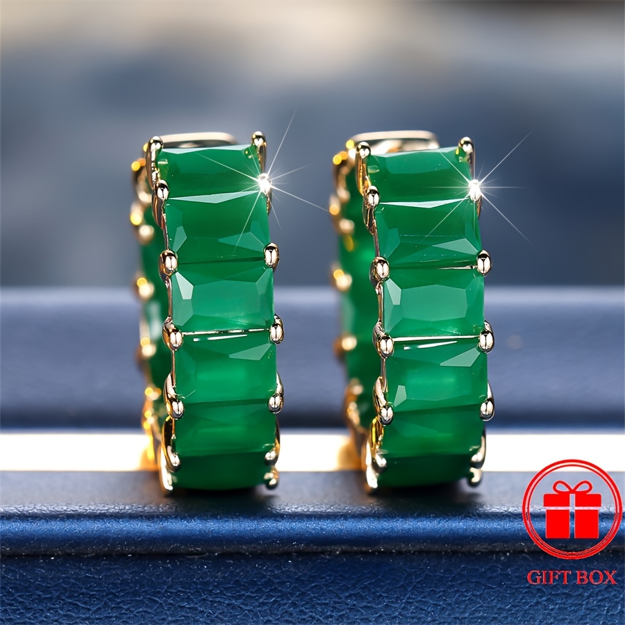 Green Jade Stone Hoop Earrings, Wedding Party Accessories