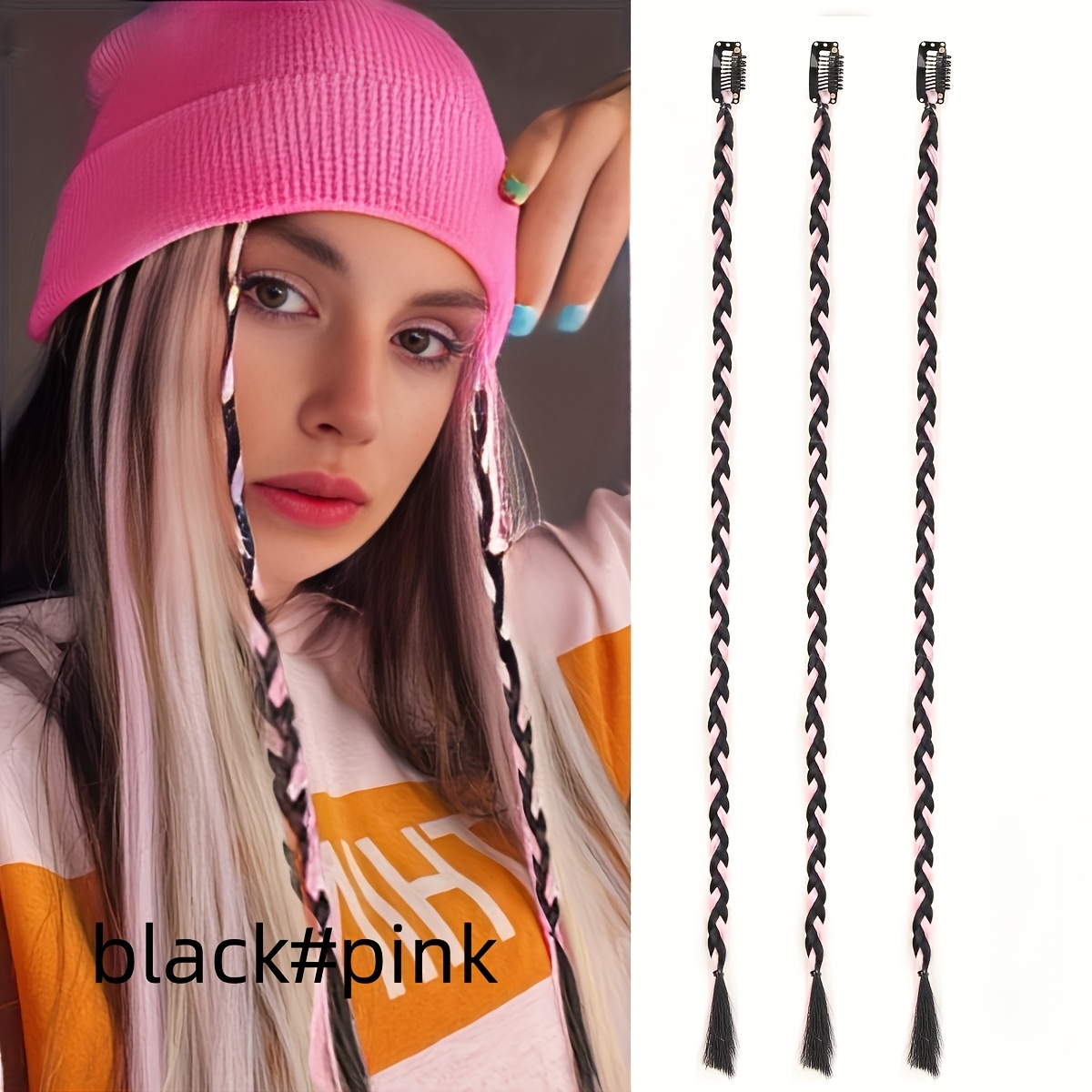 18 inch handmade braided clip in hair extensions synthetic - Temu
