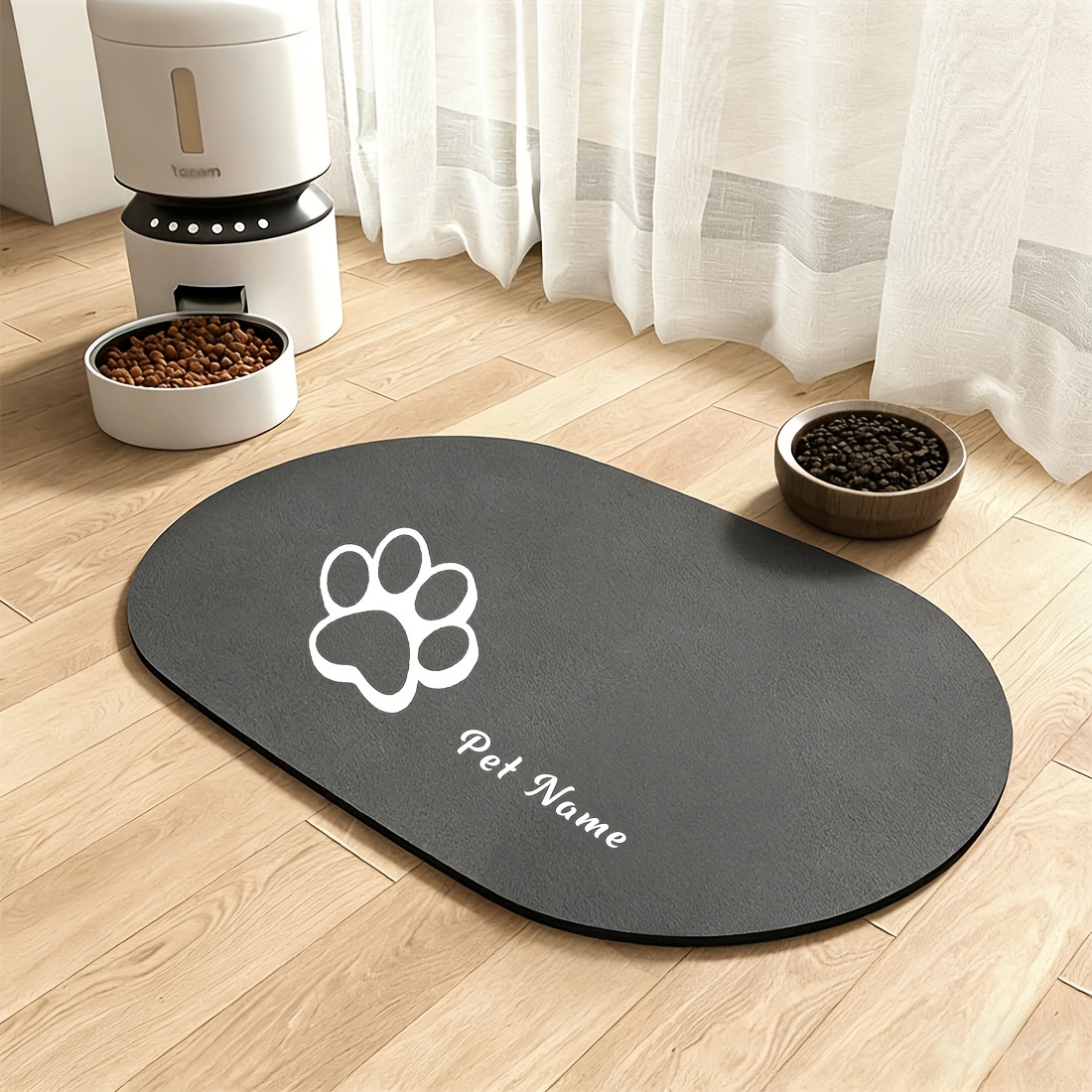 Customized Pet Feeding Mats with Paw Print Design