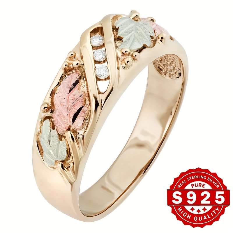 TEMU 1 S925 Sterling Silvery Vintage Maple Leaf Ring - Antique Branch Accessory, Stylish Design, Is An Elegant And Perfect Gift
