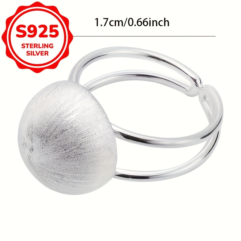 Women's S925 Pure Silver Spherical Open Ring, Best Friend Gift