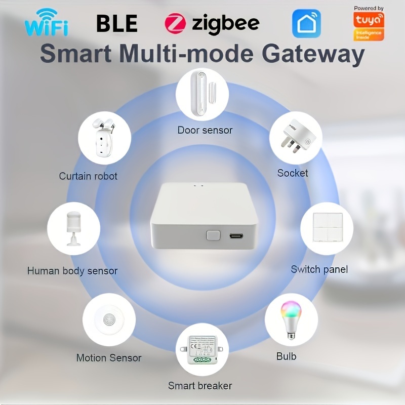 WiFi Gateway Wireless Smart Bridge: Tuya Zigbee 3.0 Hub Gateway, Wireless  Remote Controller, APP Control, Voice Control, Compatible with Alexa/Google