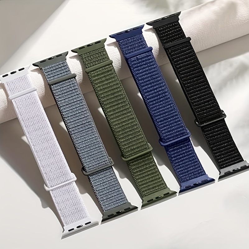 Image of 5-pack Nylon Two-loop Strap Compatible With Watch Bands, Size 38mm-49mm, Breathable Loop Band For Men And Women, Adjustable Replacement Wristband For Iwatch Series 10/9/8/7/6/5/4/3/2/1/se/ultra/2