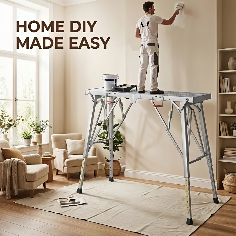 portable foldable workbench with adjustable height and wide base heavy duty foldable railing suitable for home renovation rv cleaning window washing ideal for indoor outdoor use with free gifts workbench details 1