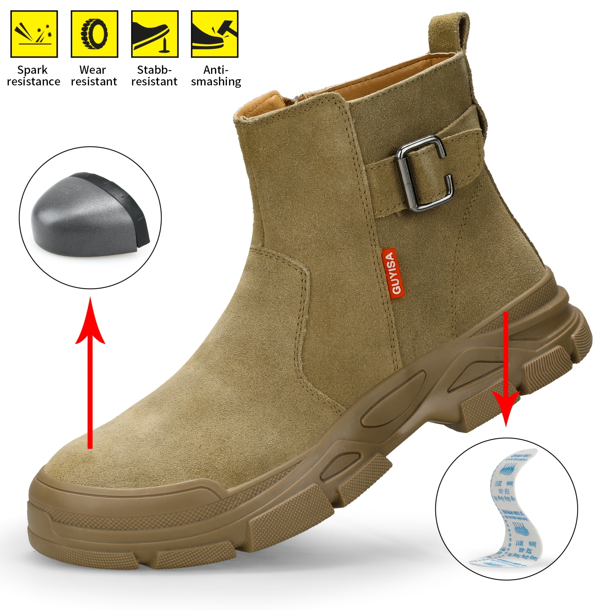 mens steel toe safety boots puncture proof slip resistant work shoes with design for industrial construction sites men s shoes temu Temu Australia