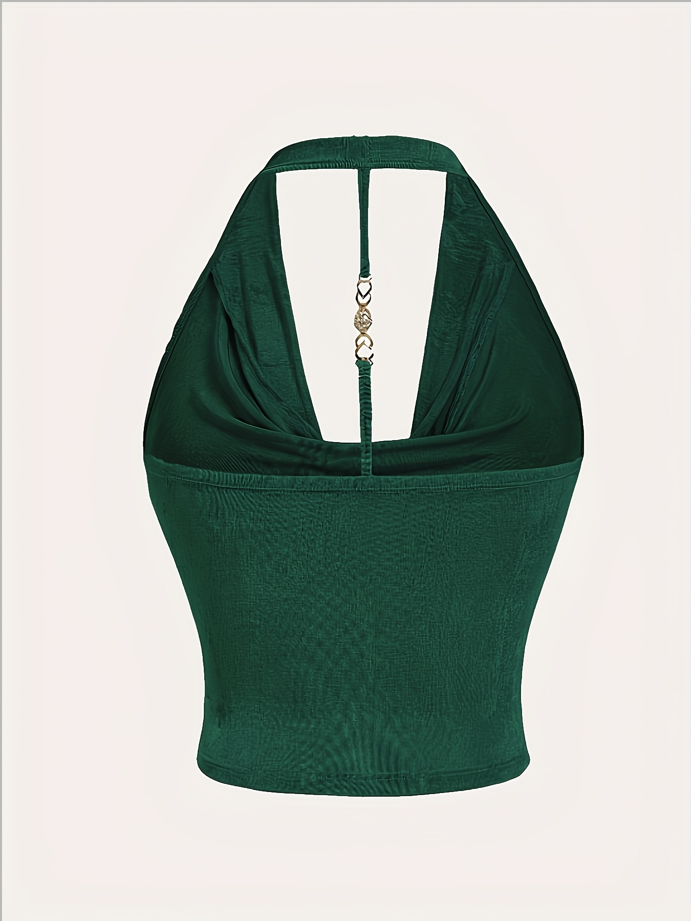 Elegant Mint Green Halter Neck Backless Top for Women - Textured Satin, Adjustable Strap, Knot-Front Detail, Perfect for Spring/Summer/Fall