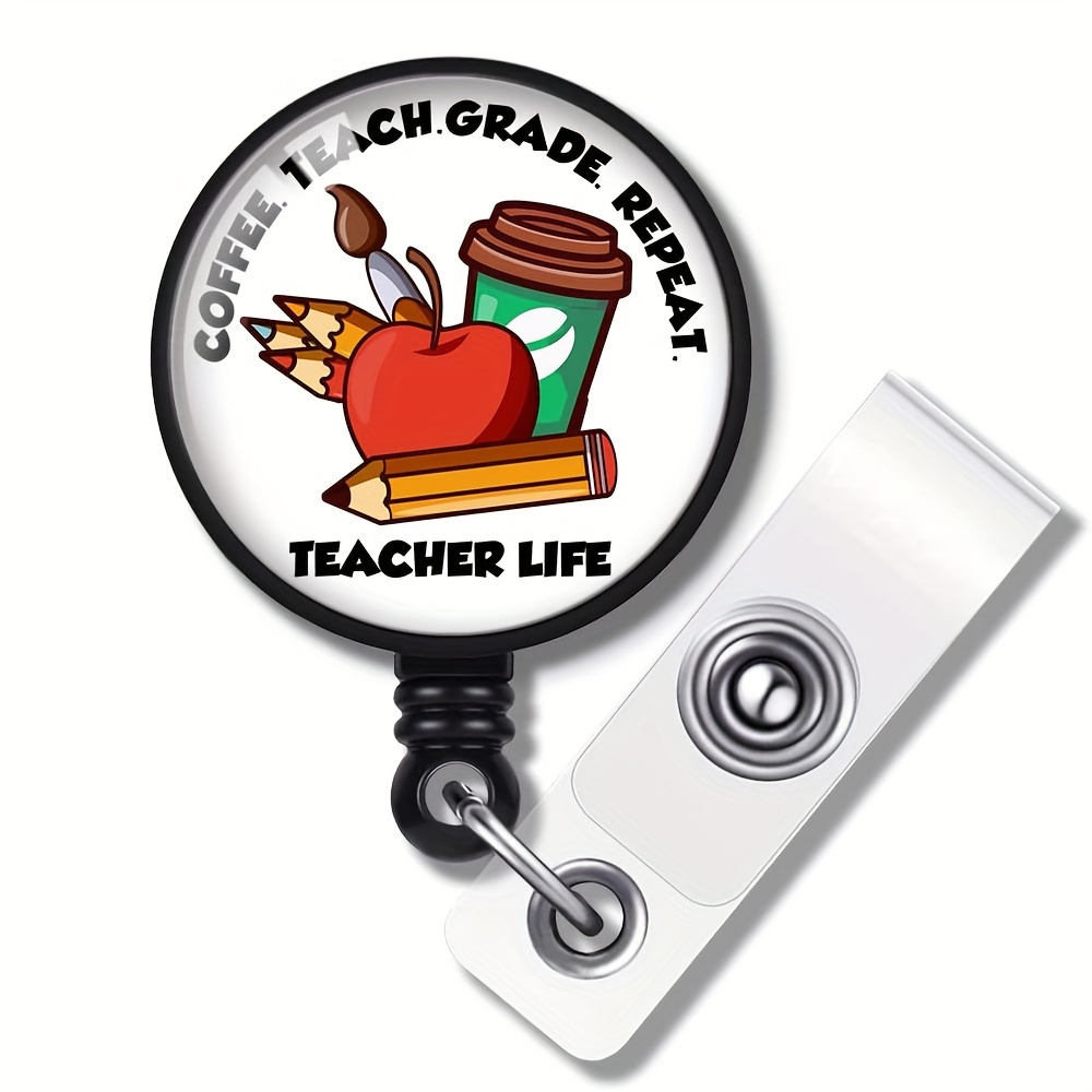 Apple Badge Reel - Retractable ID Badge - Teacher Badge Reel - Heavy D – 13  Dragonfly Designs