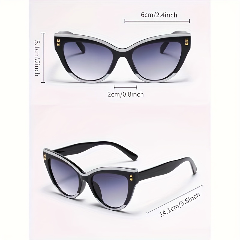 1 Pair Unisex Fashion Trendy Color-Block Cat-Eye Decorative Glasses, Perfect Holiday Gift for Loved Ones and Friends, Ideal for Wedding Season, Mother's Day, Valentine's Day, Birthday Gifts, Great for Daily Activities and Fashion Shows, Large Frame