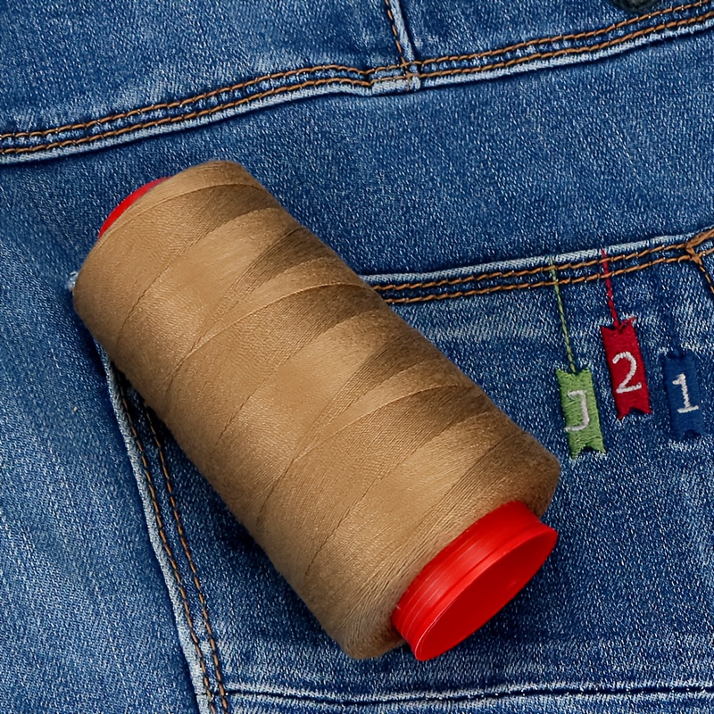 TEMU Denim Thread, 203 No. Medium Coarse , 1000 Skeins Of 3-ply Polyester Denim Thread, Home Sewing Thread, Machine Sewing Thread, Suitable For Bags,