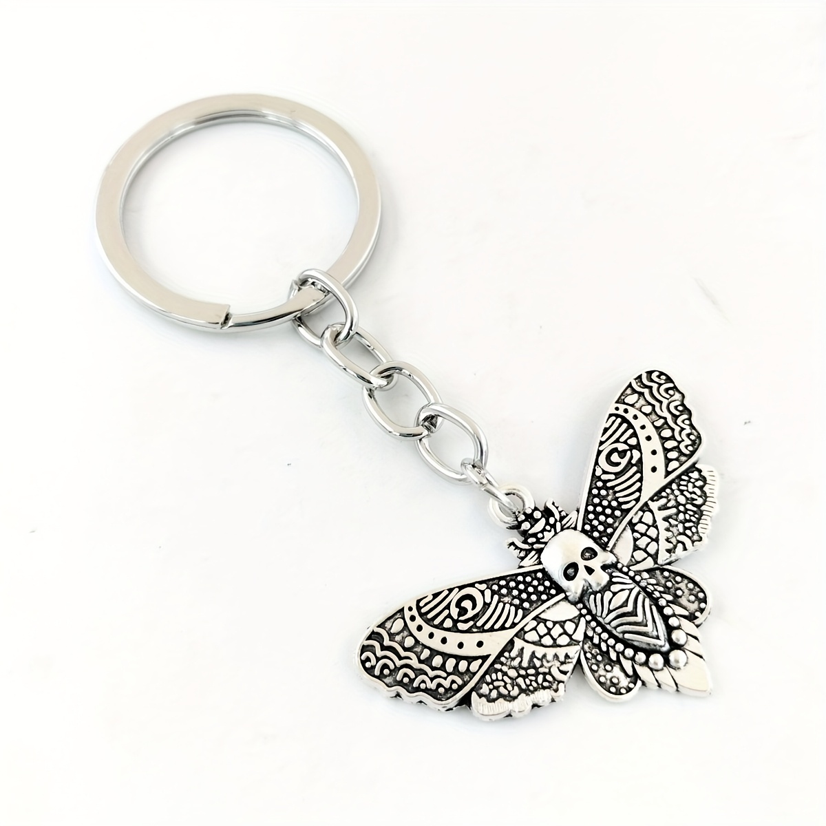 Gothic Skull Butterfly Keychain, Unique Statement Accessory