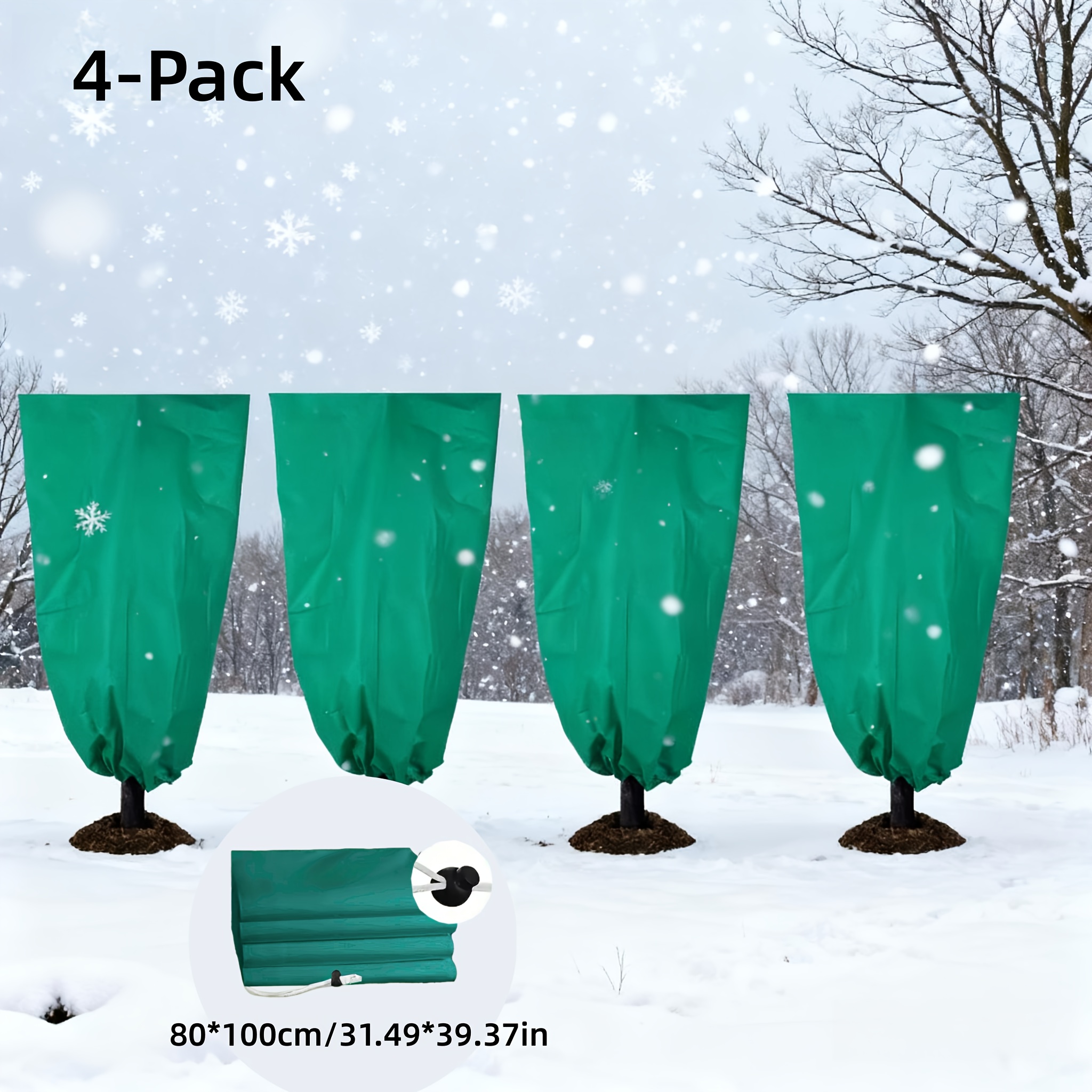 TEMU 4pcs Large Frost Protection Covers For Trees And Shrubs With Drawstrings - Winter Weather Protection For Outdoor Plants, , Stylish Design, .