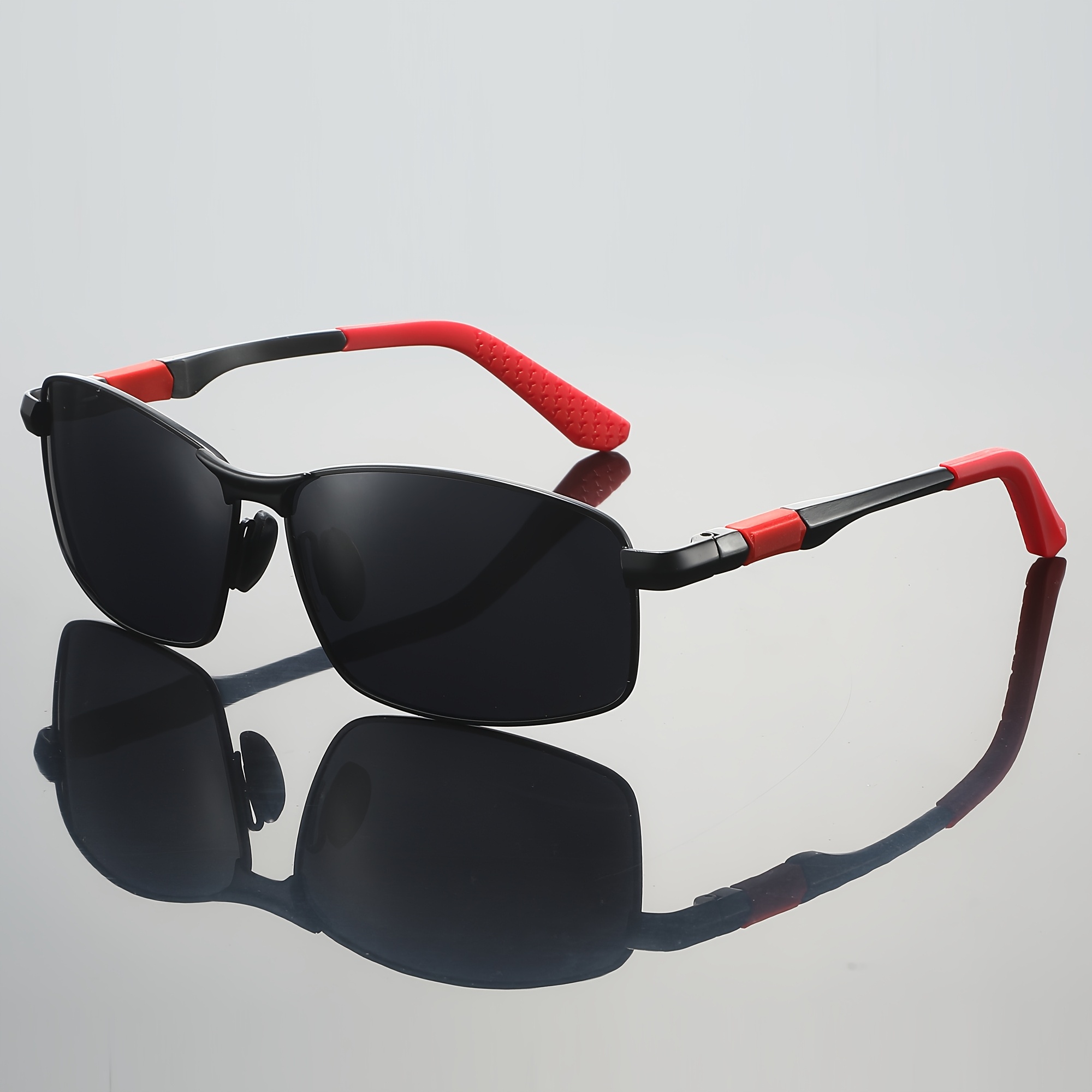 Image of Men Women Square Classic Aluminum Magnesium Wire Spring Temples Polarized Sunglasses Rubber Anti-slip Leg Covers Driver Goggles Party Business Travel Sunglasses