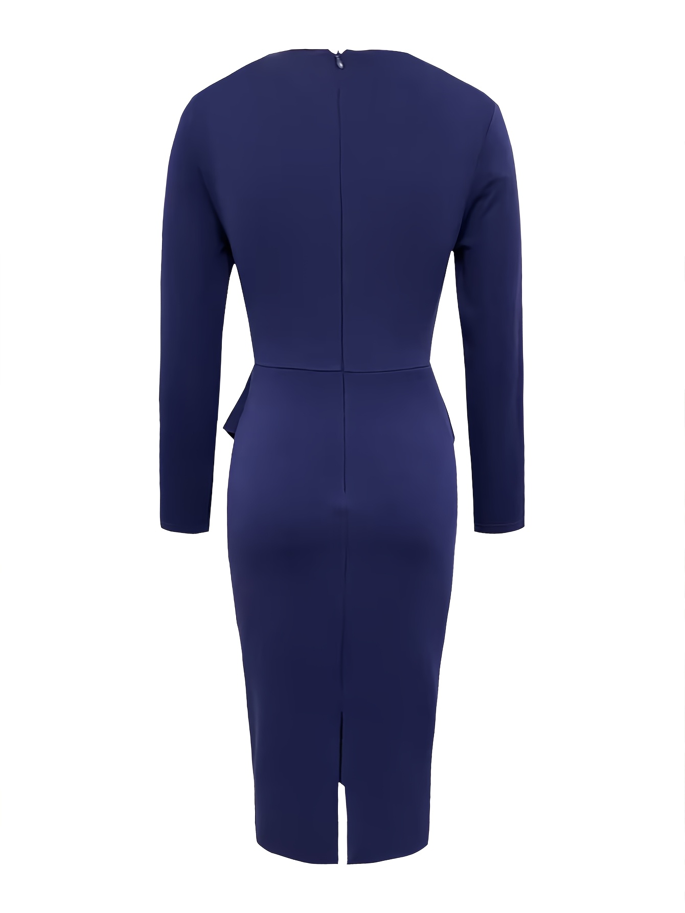 elegant bodycon midi dress frill details crew neck long - Temu Germany