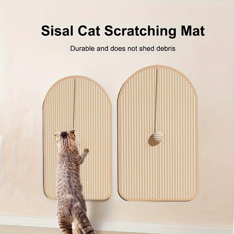 

Tapis à Gratter pour Chat en Lin avec Dos Adhésif & Balle Jouet - Idéal pour le et le Sommeil, Pas de Désordre