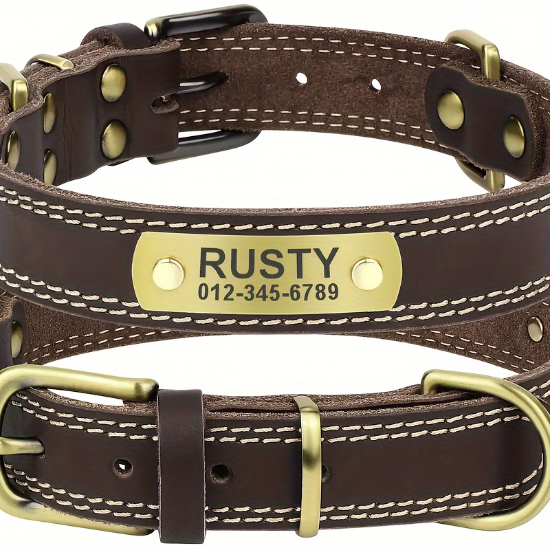 TEMU Personalized Dog Collar 1pc- Custom Engraved With Soft - Engraved Nameplate & Durable Id Tag For All Dog Sizes - Comfortable, Adjustable, And Stylish Pet Accessories