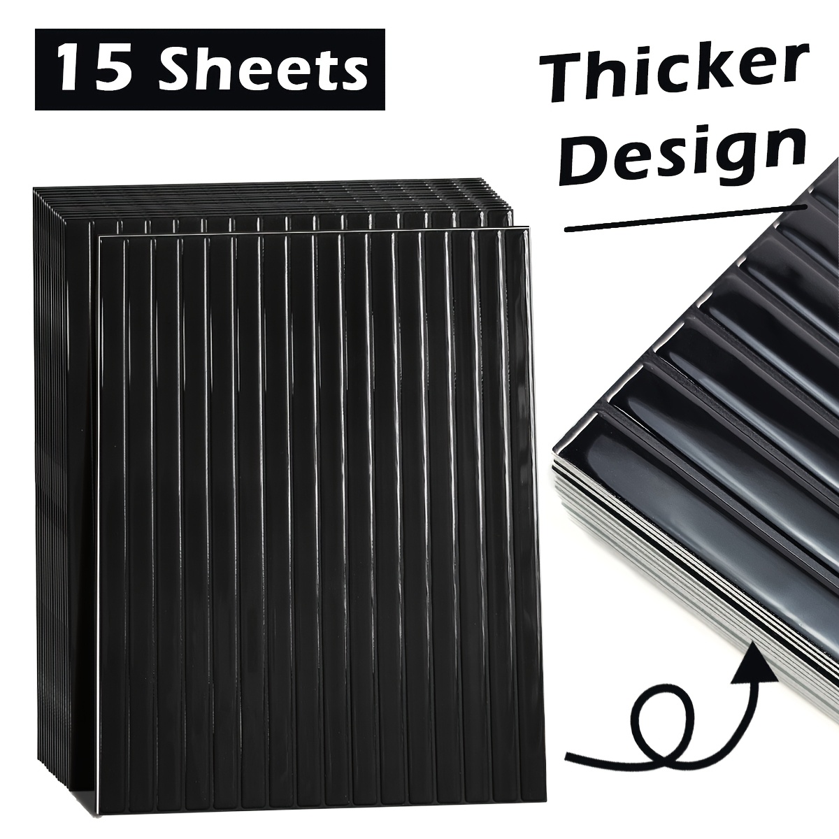 Peel And Stick Backsplash For Kitchen: Self Adhesive Wall Tiles For Bathroom - Vinyl Thick Back Splash Tile, Thickened Design