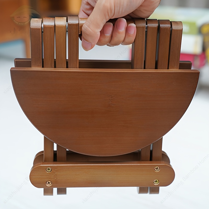 1pc portable folding small round stool travel train small stool fishing stool leisure stool bamboo stool Product details 5
