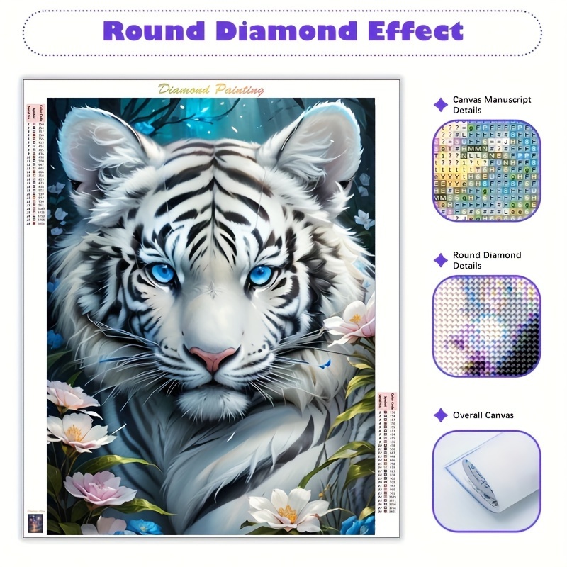 

Diamond Painting Art White Tiger Series 2024 Full Diamond Painting Mosaic 5d Diy Embroidery Kit Diamond Painting Art Home Decoration