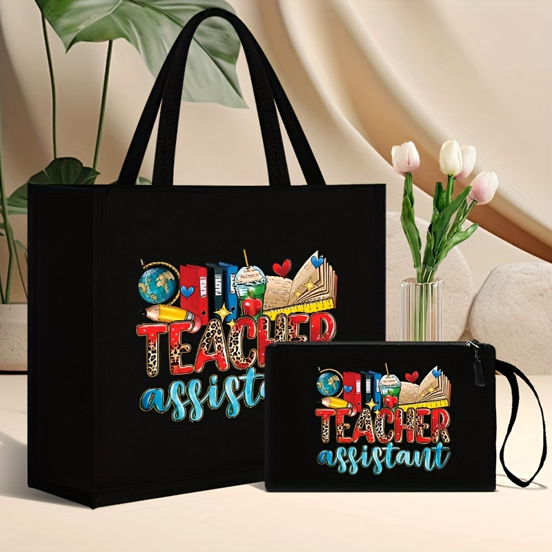 Teacher Assistant Tote Bag Cosmetic Bag Set Temu