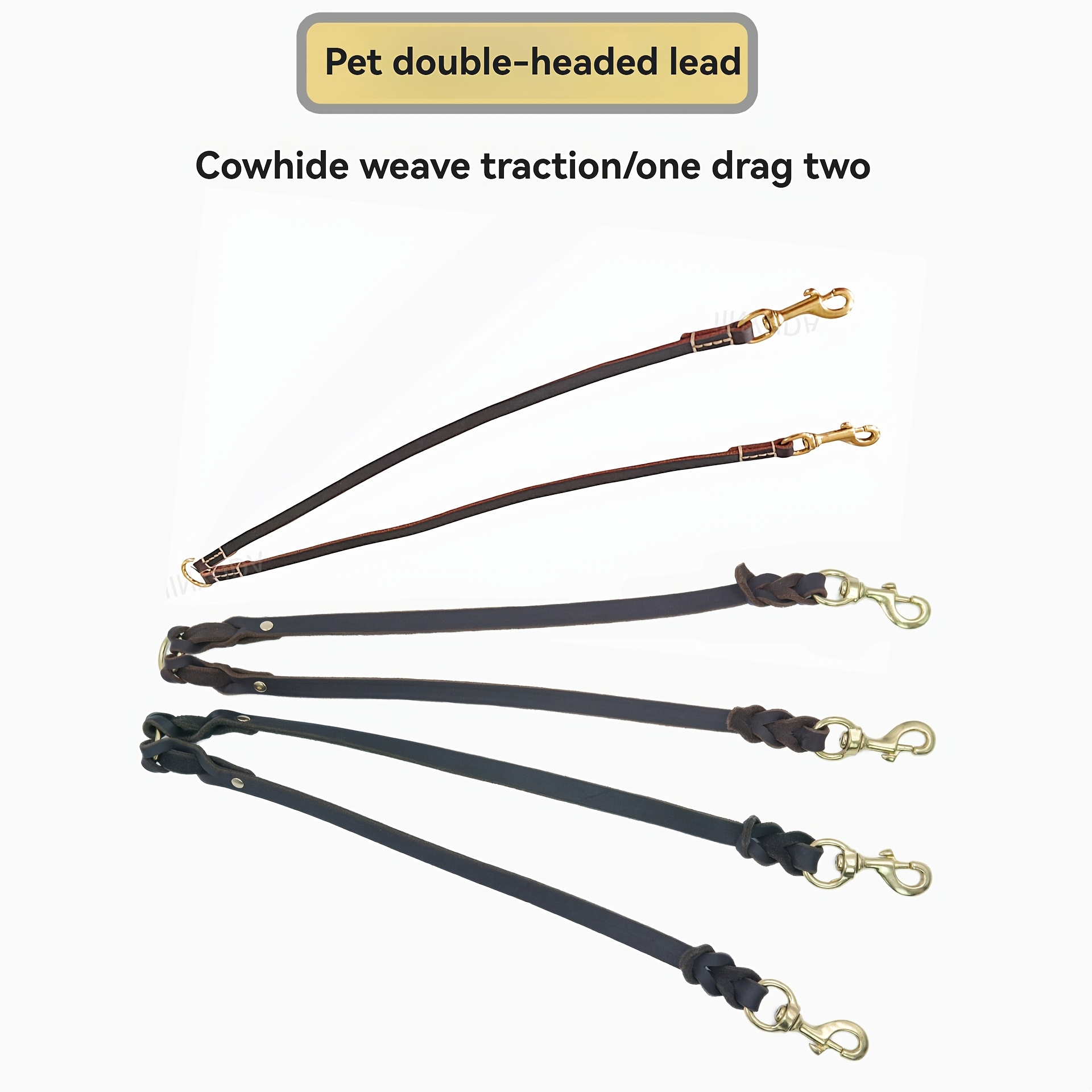 Double Dog Leash Leather, Tangle-Free, Soft & Comfortable